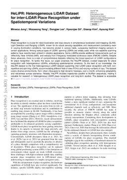 HeLiPR: Heterogeneous LiDAR Dataset for inter-LiDAR Place Recognition
  under Spatiotemporal Variations