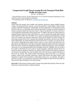 Unsupervised Graph Deep Learning Reveals Emergent Flood Risk Profile of Urban Areas