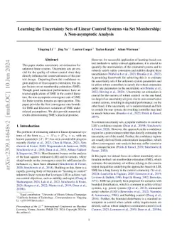 Learning the Uncertainty Sets for Control Dynamics via Set Membership: A
  Non-Asymptotic Analysis