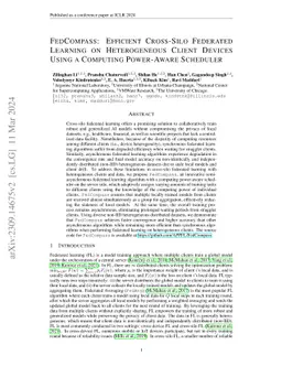 FedCompass: Efficient Cross-Silo Federated Learning on Heterogeneous
  Client Devices using a Computing Power Aware Scheduler
