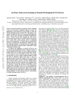 SyzTrust: State-aware Fuzzing on Trusted OS Designed for IoT Devices