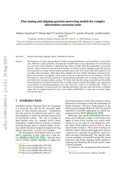 Fine-tuning and aligning question answering models for complex
  information extraction tasks