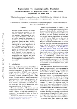 Segmentation-Free Streaming Machine Translation