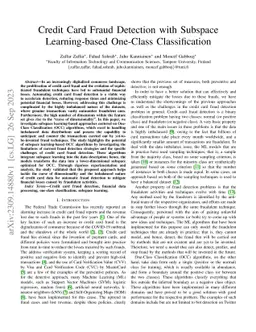 Credit Card Fraud Detection with Subspace Learning-based One-Class
  Classification