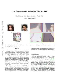 Face Cartoonisation For Various Poses Using StyleGAN