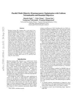 Parallel Multi-Objective Hyperparameter Optimization with Uniform
  Normalization and Bounded Objectives
