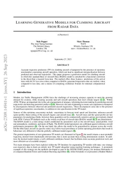 Learning Generative Models for Climbing Aircraft from Radar Data