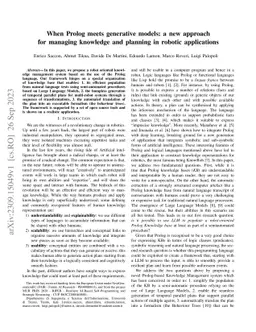 When Prolog meets generative models: a new approach for managing
  knowledge and planning in robotic applications
