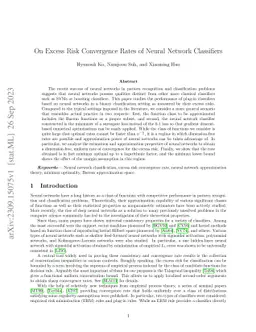 On Excess Risk Convergence Rates of Neural Network Classifiers