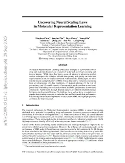 Uncovering Neural Scaling Laws in Molecular Representation Learning