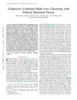 Contrastive Continual Multi-view Clustering with Filtered Structural
  Fusion