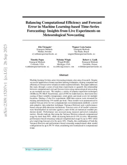 Balancing Computational Efficiency and Forecast Error in Machine
  Learning-based Time-Series Forecasting: Insights from Live Experiments on
  Meteorological Nowcasting