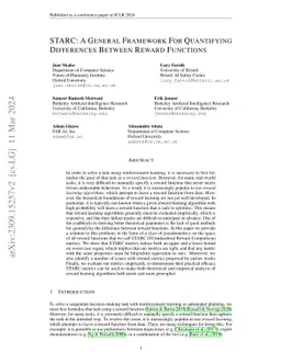 STARC: A General Framework For Quantifying Differences Between Reward
  Functions