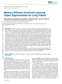 Memory-Efficient Continual Learning Object Segmentation for Long Video