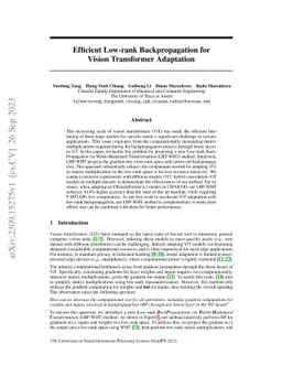 Efficient Low-rank Backpropagation for Vision Transformer Adaptation