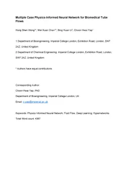 Multiple Case Physics-Informed Neural Network for Biomedical Tube Flows