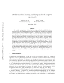 Double machine learning and design in batch adaptive experiments