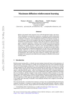 Maximum diffusion reinforcement learning