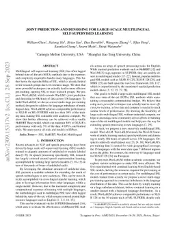 Joint Prediction and Denoising for Large-scale Multilingual
  Self-supervised Learning