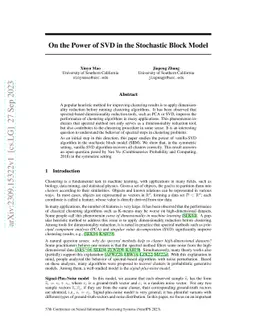 On the Power of SVD in the Stochastic Block Model