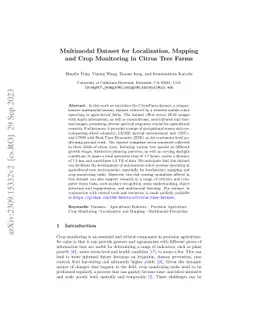 Multimodal Dataset for Localization, Mapping and Crop Monitoring in
  Citrus Tree Farms