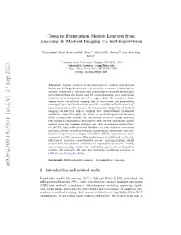 Towards Foundation Models Learned from Anatomy in Medical Imaging via
  Self-Supervision
