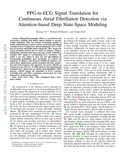 PPG-to-ECG Signal Translation for Continuous Atrial Fibrillation
  Detection via Attention-based Deep State-Space Modeling