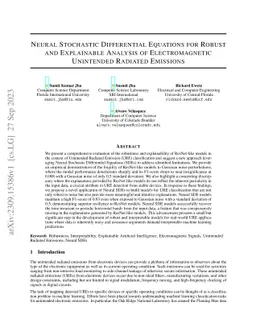 Neural Stochastic Differential Equations for Robust and Explainable
  Analysis of Electromagnetic Unintended Radiated Emissions