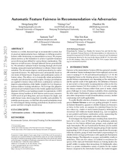Automatic Feature Fairness in Recommendation via Adversaries