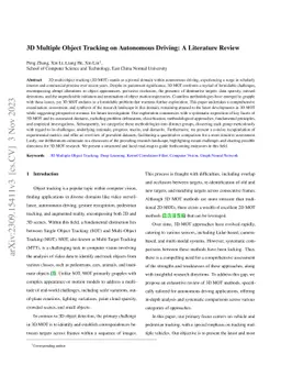 3D Multiple Object Tracking on Autonomous Driving: A Literature Review