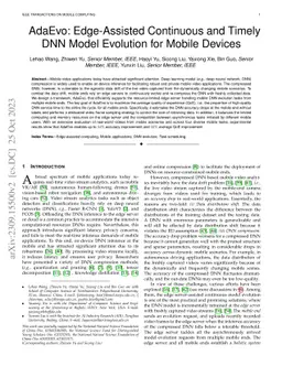 AdaEvo: Edge-Assisted Continuous and Timely DNN Model Evolution for
  Mobile Devices
