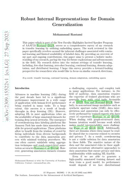 Robust Internal Representations for Domain Generalization