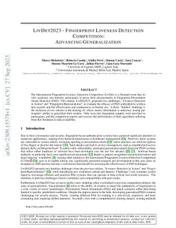 LivDet2023 -- Fingerprint Liveness Detection Competition: Advancing
  Generalization