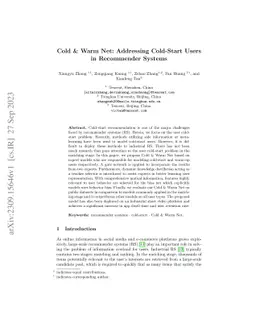 Cold & Warm Net: Addressing Cold-Start Users in Recommender Systems