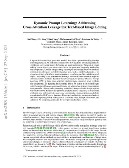 Dynamic Prompt Learning: Addressing Cross-Attention Leakage for
  Text-Based Image Editing