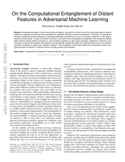 On the Computational Entanglement of Distant Features in Adversarial
  Machine Learning
