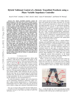 Hybrid Volitional Control of a Robotic Transtibial Prosthesis using a
  Phase Variable Impedance Controller