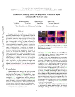 GasMono: Geometry-Aided Self-Supervised Monocular Depth Estimation for
  Indoor Scenes