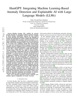 HuntGPT: Integrating Machine Learning-Based Anomaly Detection and
  Explainable AI with Large Language Models (LLMs)