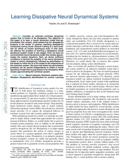 Learning Dissipative Neural Dynamical Systems