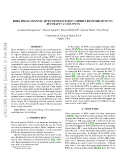 Does Single-channel Speech Enhancement Improve Keyword Spotting
  Accuracy? A Case Study