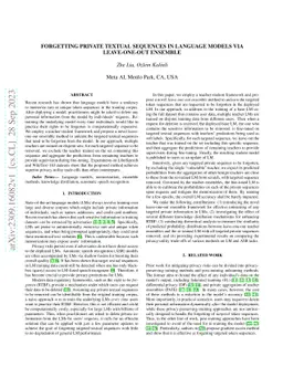 Forgetting Private Textual Sequences in Language Models via
  Leave-One-Out Ensemble