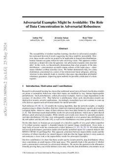 Adversarial Examples Might be Avoidable: The Role of Data Concentration
  in Adversarial Robustness