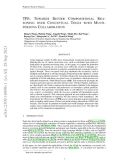 TPE: Towards Better Compositional Reasoning over Conceptual Tools with
  Multi-persona Collaboration