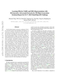 Learning Effective NeRFs and SDFs Representations with 3D Generative Adversarial Networks for 3D Object Generation
