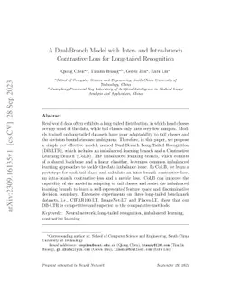 A dual-branch model with inter- and intra-branch contrastive loss for
  long-tailed recognition