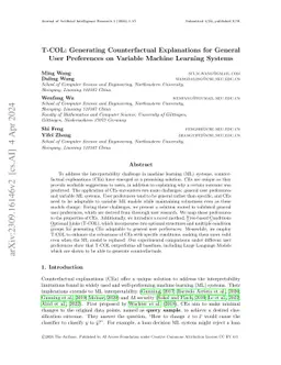 T-COL: Generating Counterfactual Explanations for General User
  Preferences on Variable Machine Learning Systems