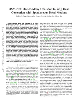 OSM-Net: One-to-Many One-shot Talking Head Generation with Spontaneous
  Head Motions