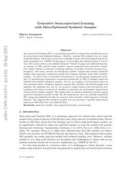 Generative Semi-supervised Learning with Meta-Optimized Synthetic
  Samples