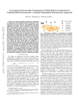Leveraging Untrustworthy Commands for Multi-Robot Coordination in
  Unpredictable Environments: A Bandit Submodular Maximization Approach